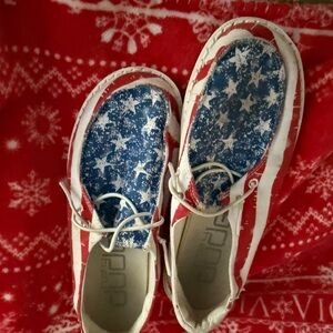 Hey Dudes Patriotic Kids Shoes - Red, White, and Blue